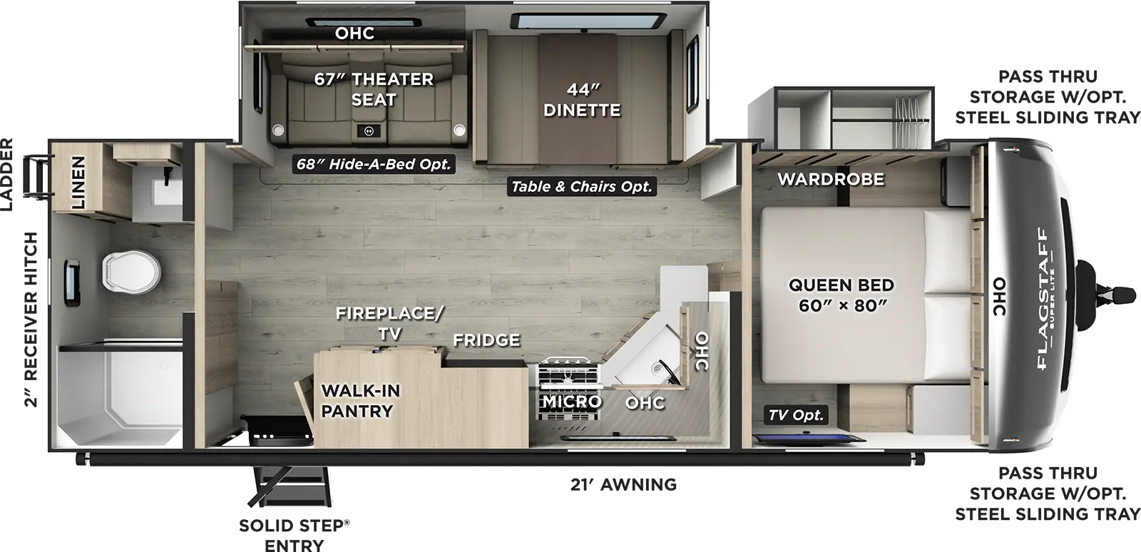 Flagstaff Super Lite Travel Trailers 26RBWS Floorplan